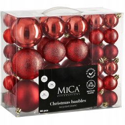 Christmas Gifts BOMBKA DEKORACYJNA PLASTIKOWA BEZPIECZNA 46SZT CZERWONA MIKA