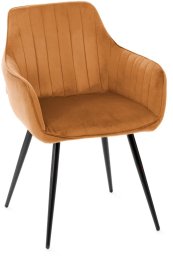 Krzesło z podłokietnikami ANDRE welurowe karmelowe HOMLA