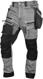 Neo Spodnie robocze DENIM, wzmocnienia Cordura, odpinane kieszenie kaburowe, szare, rozmiar XL