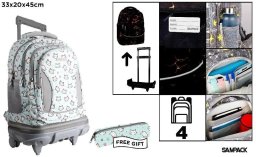 Plecak ze stelażem i kółkami 4 komory + piórnik