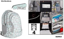 Plecak czterokomorowy 30x16x42cm + piórnik