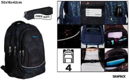 Plecak czterokomorowy 30x16x42cm + piórnik