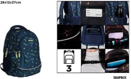 Plecak trzykomorowy Play granatowy 28x12x37cm