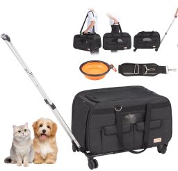 Transporter plecak dla kota psa na kółkach sztywny solidny duży ze stelażem