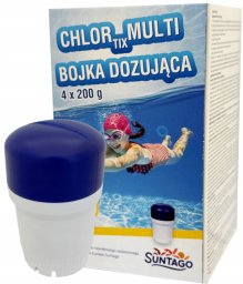 Zestaw 4 bojek do basenu z chlorem 4x200g dozujący, grzybobójczy