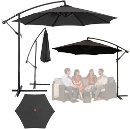 Lean Parasol Ogrodowy Boczny Z Regulacją Pochyłu Pokrowiec 350 x 250cm Antracyt