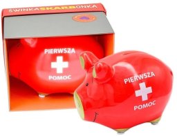 KUKARTKA Skarbonka mała świnka Pierwsza pomoc