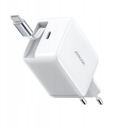 Ładowarka sieciowa Joyroom JR-TCL06 67W GaN z wbudowanym zwijanym kablem USB-C - biała