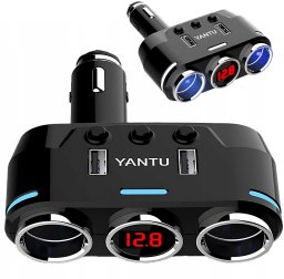 Rozdzielacz gniazda zapalniczki ładowarka 2x USB-A LCD 12/24 V 100 W Rozdzielacz gniazda zapalniczki ładowarka 2x USB-A LCD 12/24 V 100 W