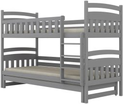 Łóżko piętrowe JULITA 200x90 szare drewniane trzyosobowe KOCOT KIDS