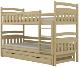 Łóżko piętrowe JULITA 200x80 sosna lakierowana drewniane trzyosobowe z szufladami KOCOT KIDS