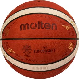 Molten B7G5000-E5Z Piłka do koszykówki EUROBASKET 2025 Oficjalna piłka meczowaOficjalna piłka meczowa FIBA EuroBasket 2025 B7G5000E5Z, skóra naturalna, certyfikat FIBA Approved, turniejowy design. Do gry indoor, rozmiar 7.