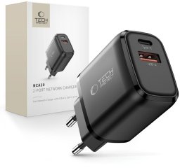 Ładowarka sieciowa Tech-Protect NCA20 USB-A, USB-C Network Charger PD 20W / QC3.0 Black