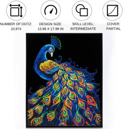 DIAMOND DOTZ DIAMOND DOTZ ADULTS FLOCKED NEON PEACOCK