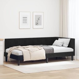 vidaXL Rama łóżka narożnego Z zagłówkiem Czarny 100 x 200 cm Aksamit