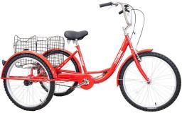  Enero Rower 3-kołowy 24" rehabilitacyjny 1-biegowy czerwony