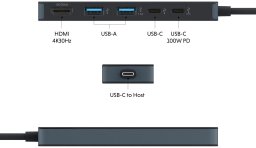 HUB USB Hyper HyperDrive Flex 5 Port USB-C Hub | HD4101BKGL | HDMI ports quantity 1