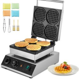 Gofrownica okrągła 1750W 4 gofry nieprzywierająca do kuchni i kawiarni - 5907021446358