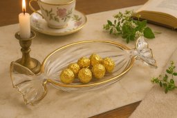 Patera szklana cukierek ze złotym paskiem 173411