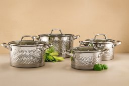 Komplet garnków 8 el. ze stali nierdzewnej Bubble