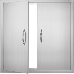 Vevor Drzwi do zabudowy grilla 79x79cm nierdzewne z uchwytem na zewnątrz pionowe