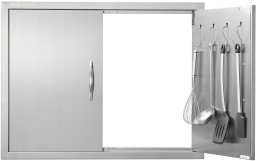 Vevor Drzwiczki do grilla 79x61 cm podwójne stal nierdzewna do kuchni zewnętrznej