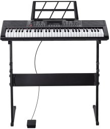 Keyboard 61 klawiszy przenośny z regulowanym stojakiem do nauki i koncertów