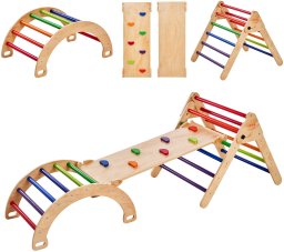 Drewniany Domowy Plac Zabaw Zestaw Wspinaczkowy dla dzieci 5w1