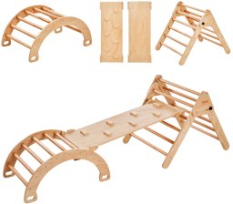 Drewniany Domowy Plac Zabaw dla dzieci Drabinka Ścianka Trójkąt 5w1