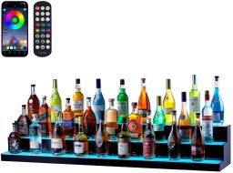 Podświetlana półka na alkohol 152cm sterowanie RF/aplikacja 3-poziomy bar