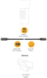 Kabel USB Alogic USB-C - USB-C 15 m Czarny (U3-TCC15-MM-H)