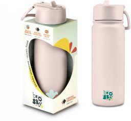 Brosky Abstract Różowa stalowa butelka termiczna ze słomką 550 ml