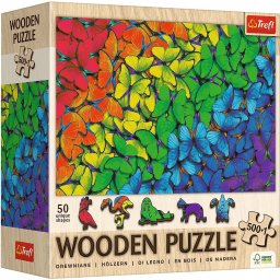 Trefl Puzzle drewniane 500+1 Tęczowe motyle TREFL