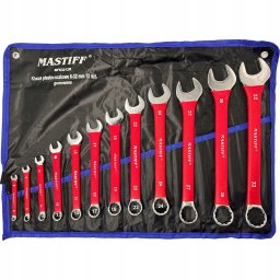 Klucze płasko-oczkowe gumowane zestaw 12 el. 6-32 mm w płachcie