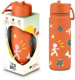 Brosky Pattern Stalowa butelka na wodę w kolorze ceglanym 550ml