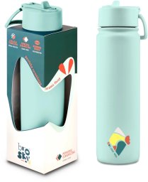 Brosky Abstract Miętowa stalowa butelka termiczna ze słomką 680 ml