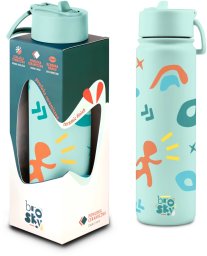 Brosky Pattern Stalowa butelka na wodę w kolorze miętowym 680ml