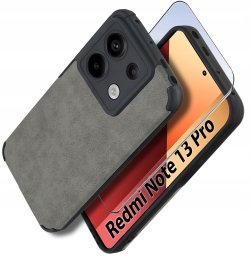 Etui do Xiaomi Redmi Note 13 Pro 4G silikonowe SKÓRZANE VINTAGE + Szkło 9H