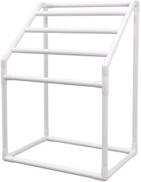 Wieszak na ręczniki basenowe 5 ramion stojący PVC z klipsami i koszem