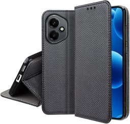 Etui z klapką do Honor 400 Zamykane Czarne Futerał + Szkło 9H