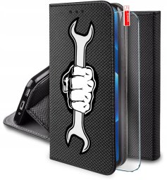 krainaGSM Etui do Realme 14 5G MAGNET WZORY CASE PORTFEL + SZKŁO 9H