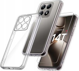 Etui do Xiaomi 14T WZMACNIANE SILIKONOWE PRZEZROCZYSTE + Szkło 9H