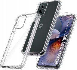krainaGSM Etui do Motorola Moto G55 5G WZMACNIANE SILIKONOWE PRZEZROCZYSTE + Szkło 9H