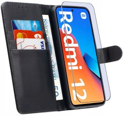 krainaGSM ETUI do Xiaomi Redmi 12 4G |SKÓRZANE PORTFEL BOOK TOKRA CASE CLASSIC +SZKŁO