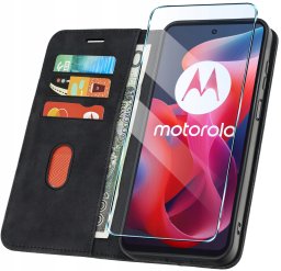 krainaGSM ETUI z KLAPKĄ do Motorola G24|G24 POWER|G04|E14 Zamykane Magnetyczne +Szkło