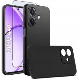 krainaGSM Etui do Oppo A40 | A40M CASE Gumowe CZARNE Matowe Silikon Slim + SZKŁO 9H