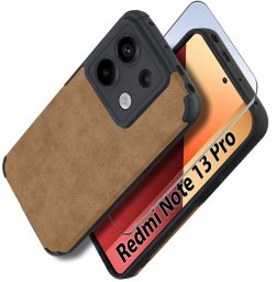 Etui do Xiaomi Redmi Note 13 Pro 4G silikonowe SKÓRZANE VINTAGE + Szkło 9H