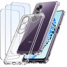 ZESTAW Etui do Oppo A60 ANTI-SHOCK CLEAR WZMACNIANE +3 SZTUKI SZKŁO
