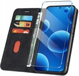 ETUI z KLAPKĄ do Motorola G34 5G Zamykane Magnetyczne + Szkło 9H