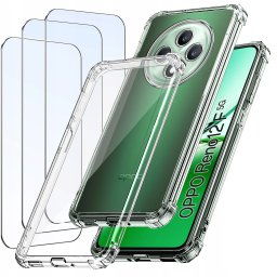 krainaGSM Etui do Oppo Reno 12 F 5G|12 FS ANTI-SHOCK WZMACNIANE 3 SZTUKI SZKŁO